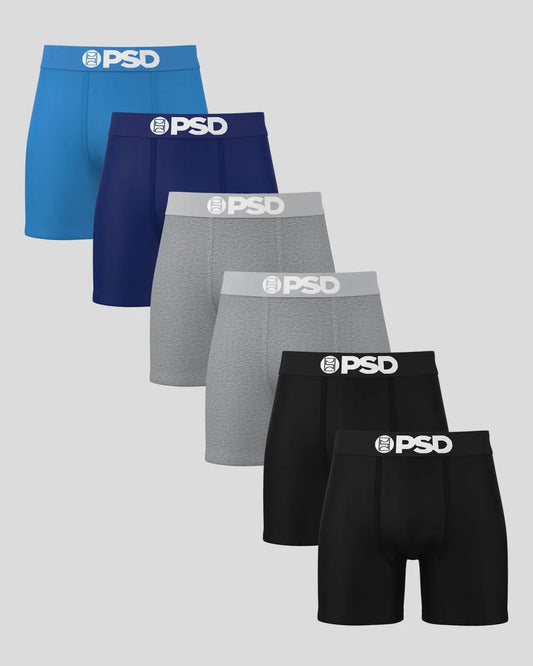 Men Solids 6 Pack - Core Navy - Mid Length - Cotton | PSD