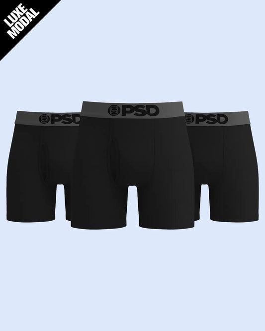 Men Luxe Modal 3 Pack - Black Grey - Mid Length - Luxe Modal | PSD