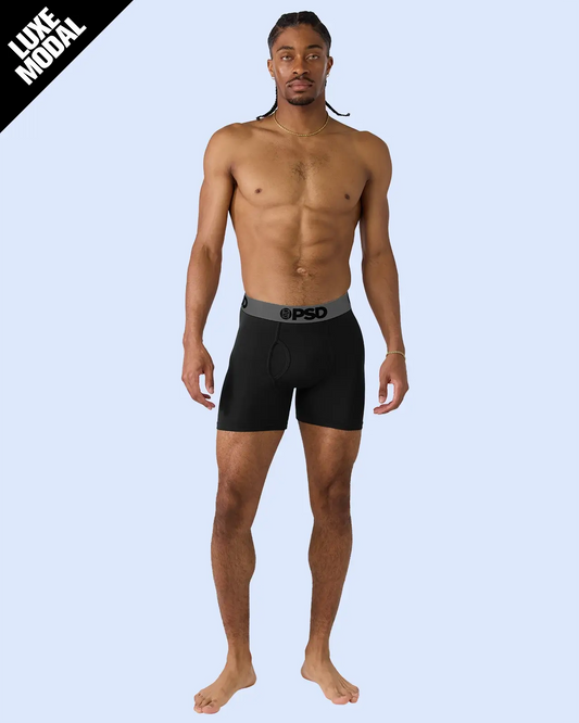 Men Luxe Modal - Black Grey - Mid Length - Luxe Modal | PSD