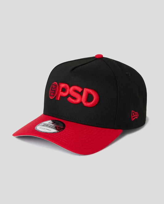 Men New Era x PSD Logo Hat Black/Red - ACCESSORIES | PSD