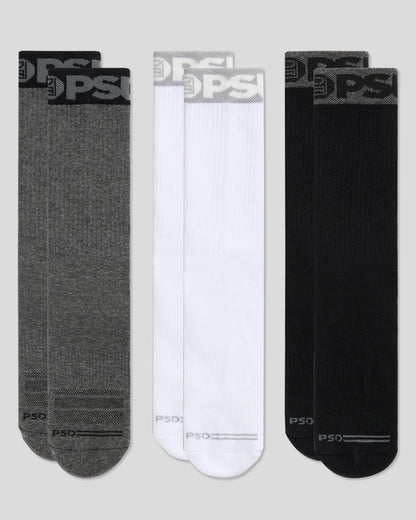 Men|Sale 3 Pack - Band Crew - Grey/White/Black - Crew Sock | PSD