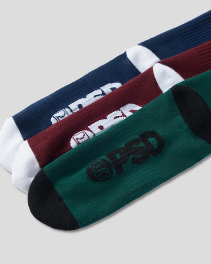 Men 3 Pack - Logo Crew - Dark Tones - Crew Sock | PSD