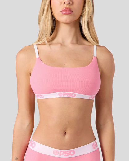 Women Ribbed - Baby Pink - Scoop Bralette - Ribbed | PSD