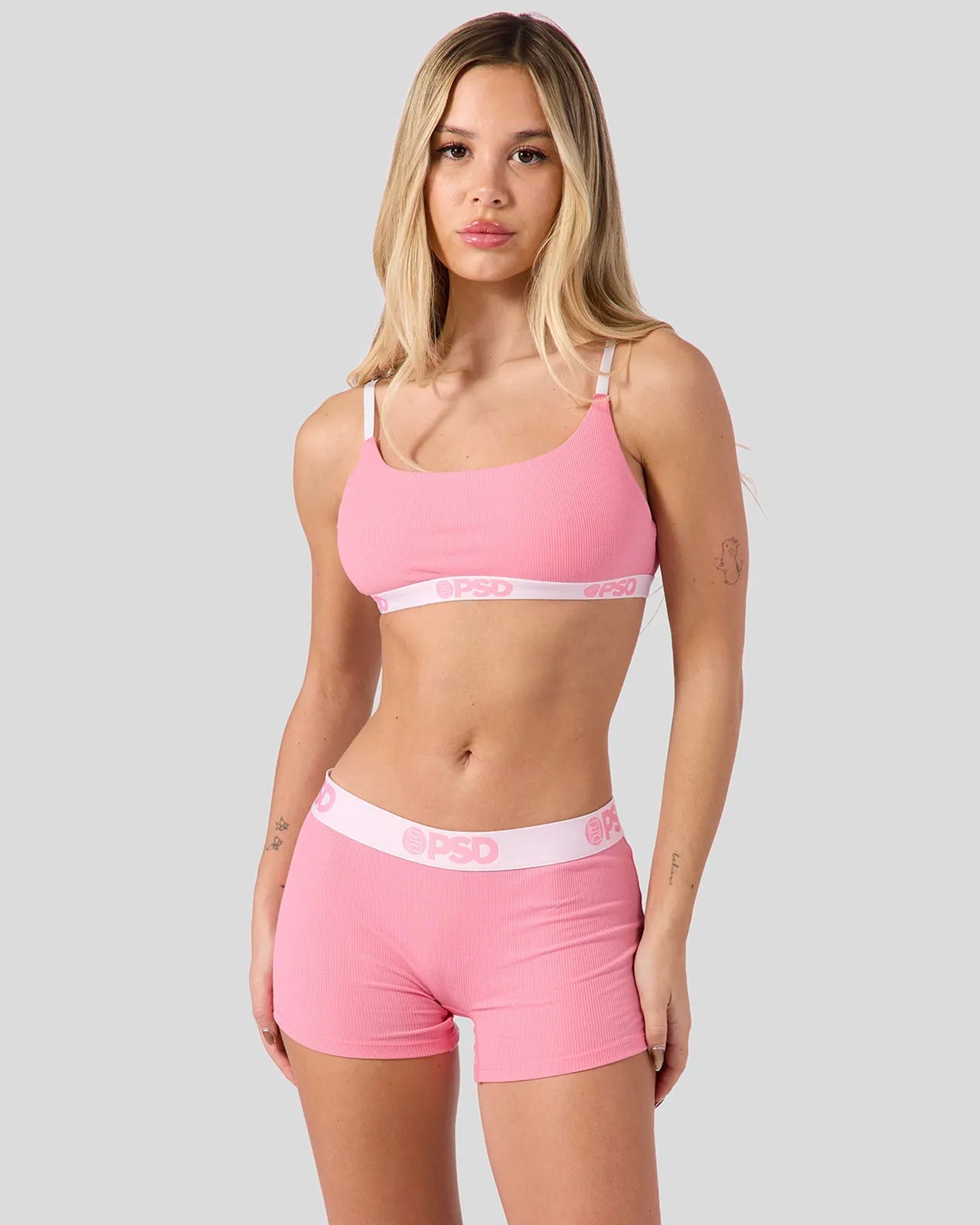 Women Ribbed - Baby Pink - Scoop Bralette - Ribbed | PSD