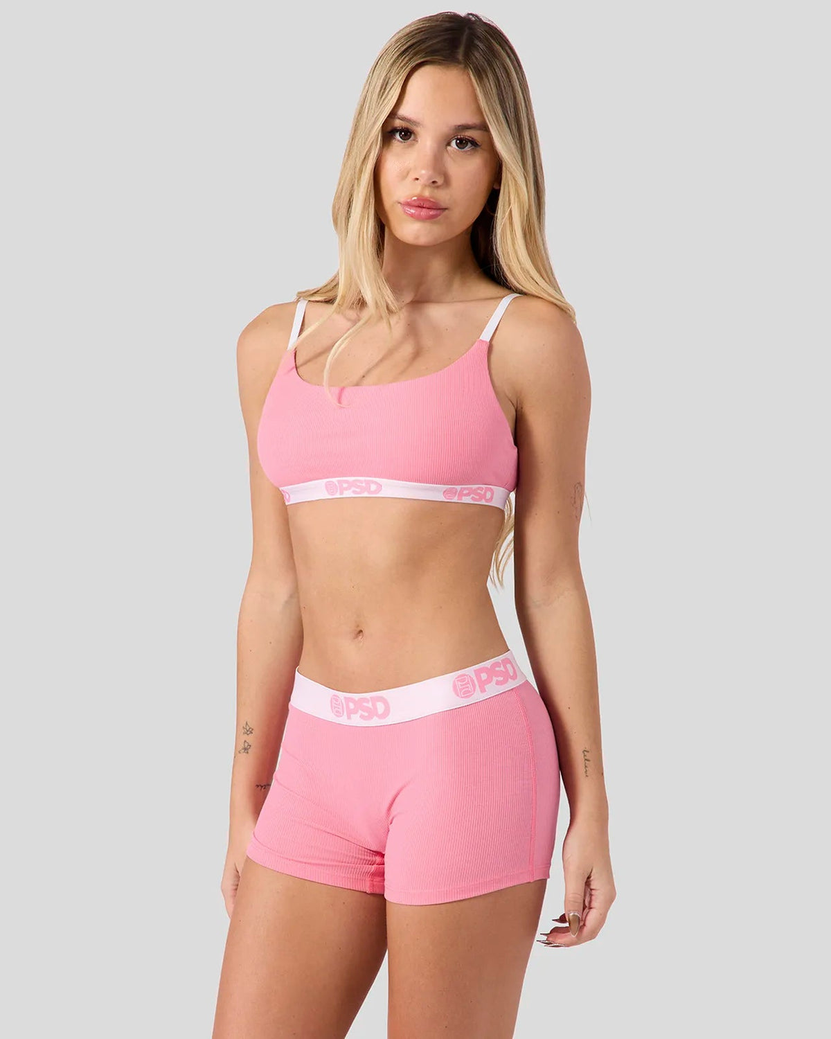 Women Ribbed - Baby Pink - Scoop Bralette - Ribbed | PSD