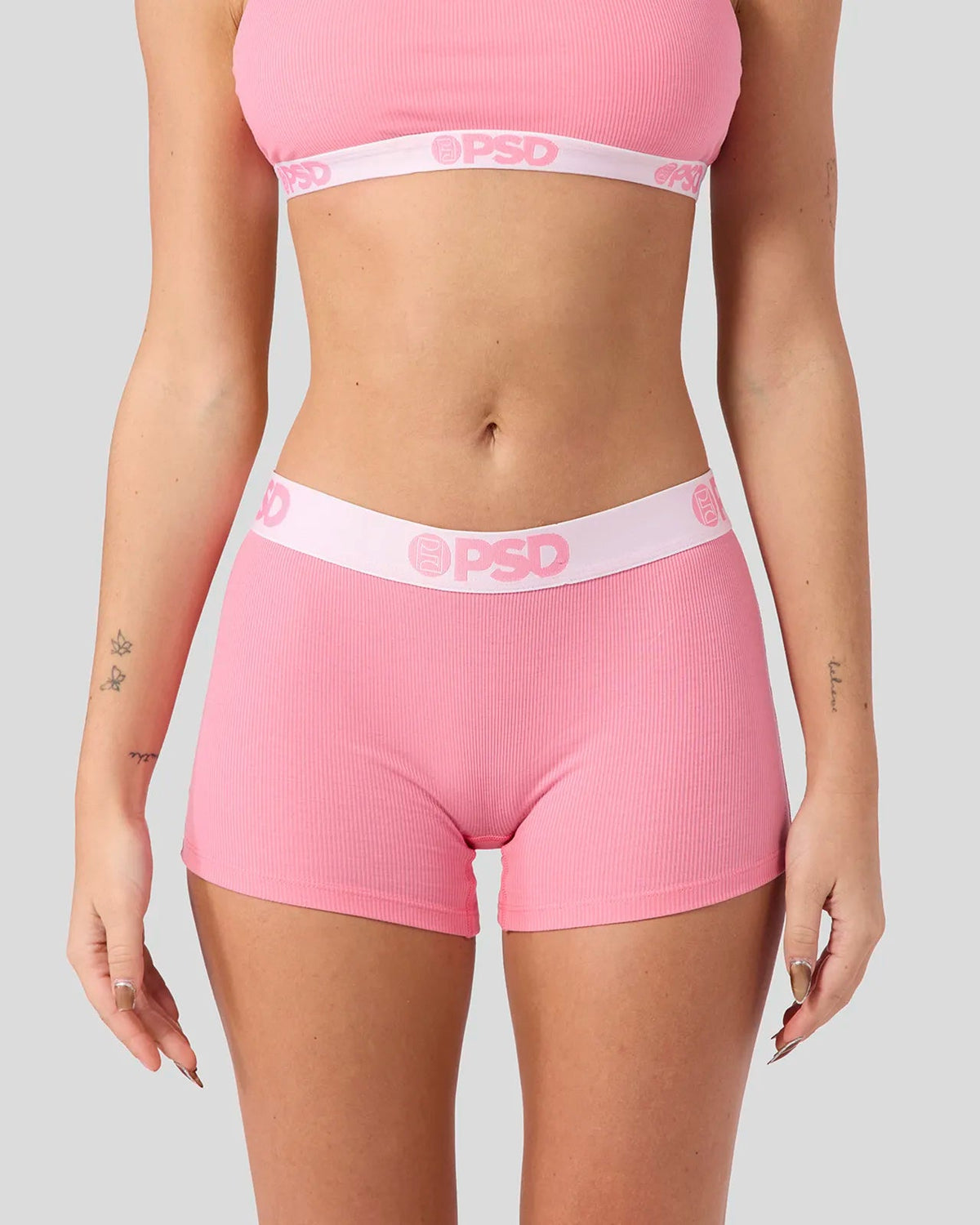 Women Ribbed - Baby Pink - Boy Short - Ribbed | PSD