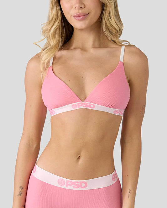 Women Ribbed - Baby Pink - Triangle Bralette - Ribbed | PSD