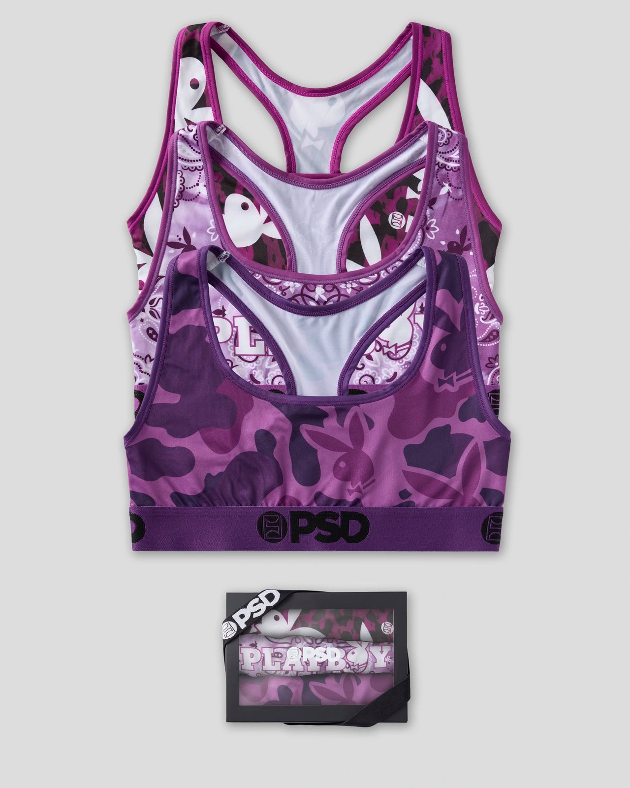 Women|Sale 3 Pack - Playboy Purp - Sports Bra | PSD