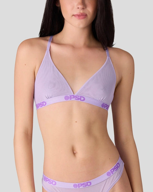 Women|Sale Mesh - Solid Lavender - Triangle Bralette - Mesh | PSD