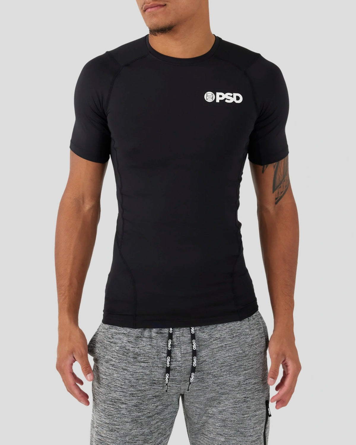 Men Compression Tee Short Sleeve - Black - Compression Tee | PSD