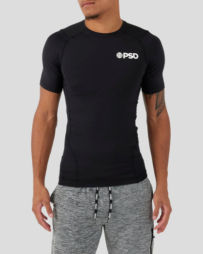 Men Compression Tee Short Sleeve - Black - Compression Tee | PSD