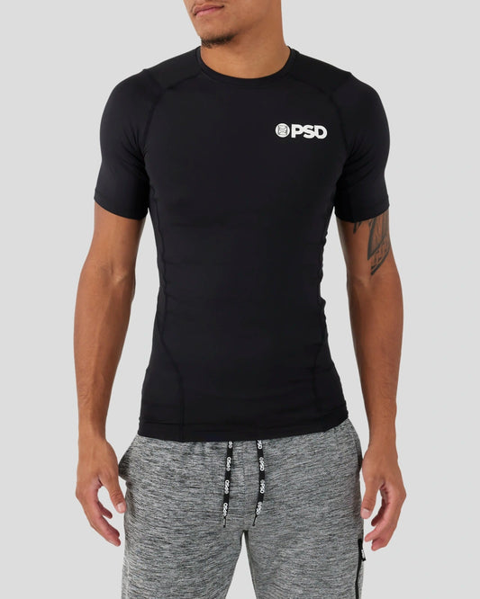Men Compression Tee Short Sleeve - Black - Compression Tee | PSD