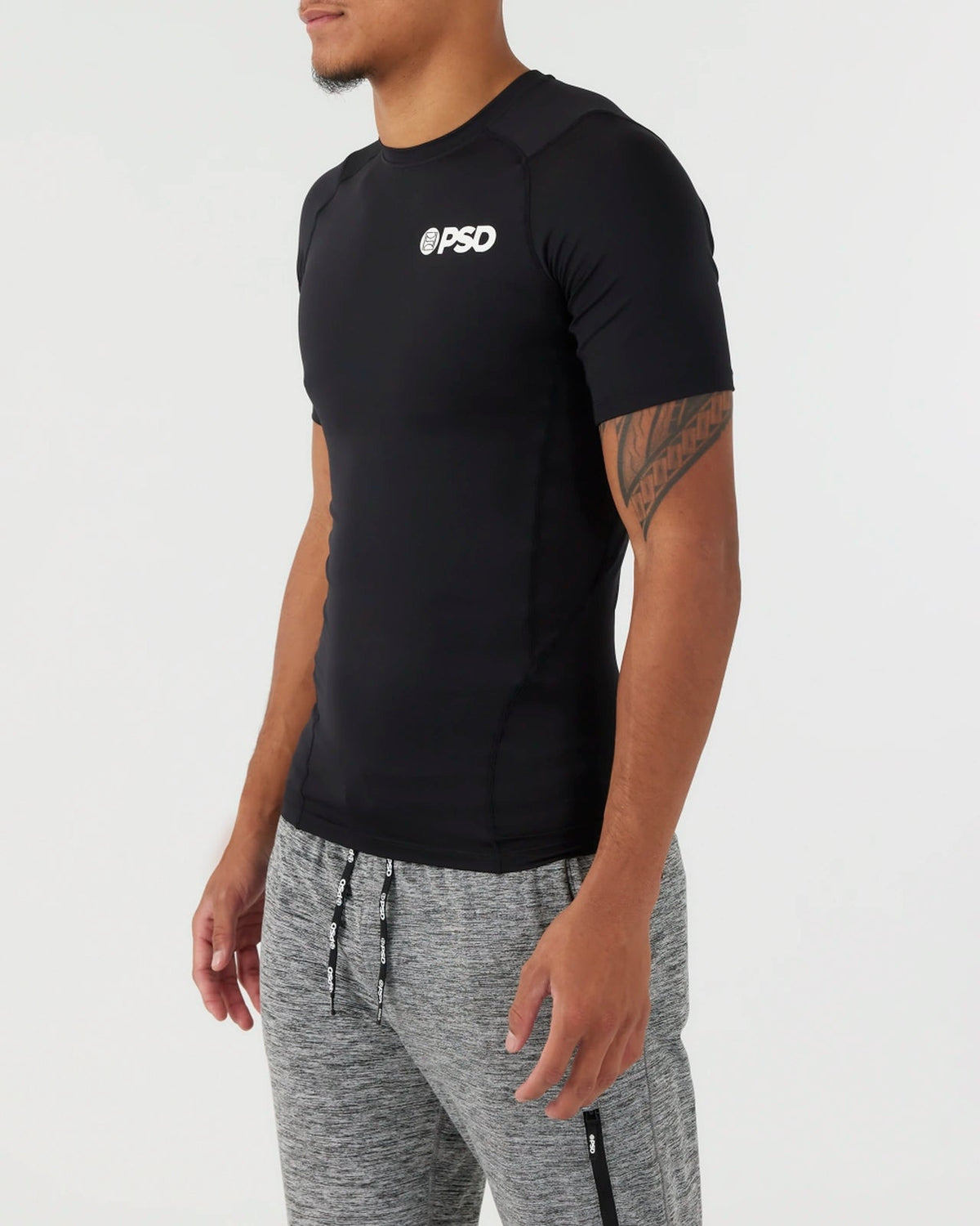 Men Compression Tee Short Sleeve - Black - Compression Tee | PSD
