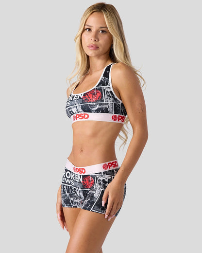 Women Broken Promises - Broken News - Sports Bra | PSD